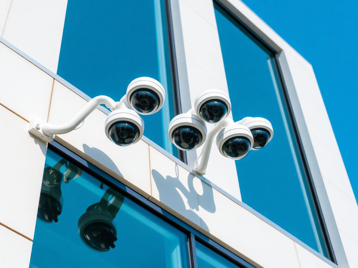 Cámaras instaladas en fachada comercial